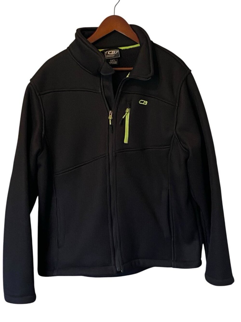 CB Sports Jacket Black All Weather Protection Zip Fleece Lined Jacket Men's L